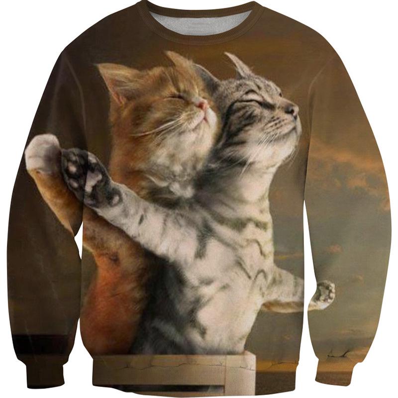 New Womenmen Cute Cat Funny Animals 3d Print Casual Sweatshirt Hoodie Pullover