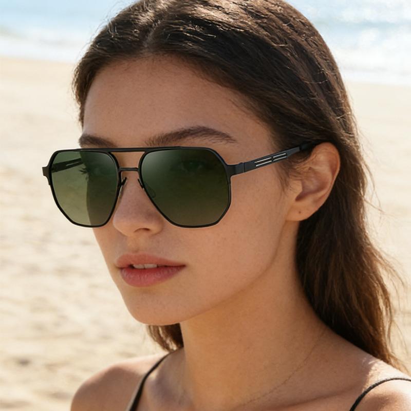 New Trendy Large-Frame Men And Metal Double-Beam Sunshade Cool And Stylish Polarized Sunglasses For Driving 5154