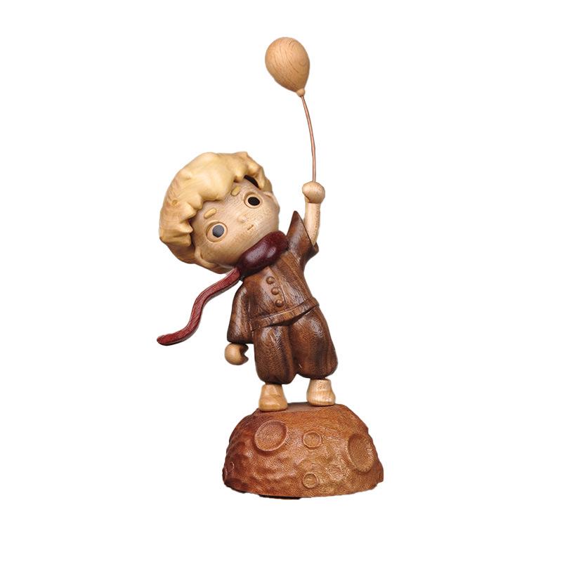 Creative Wooden Crafts: Little Prince Hippo Wood Ornament with Solid Wood Base