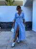 2024 European & American Fashion V-neck Denim Dress
