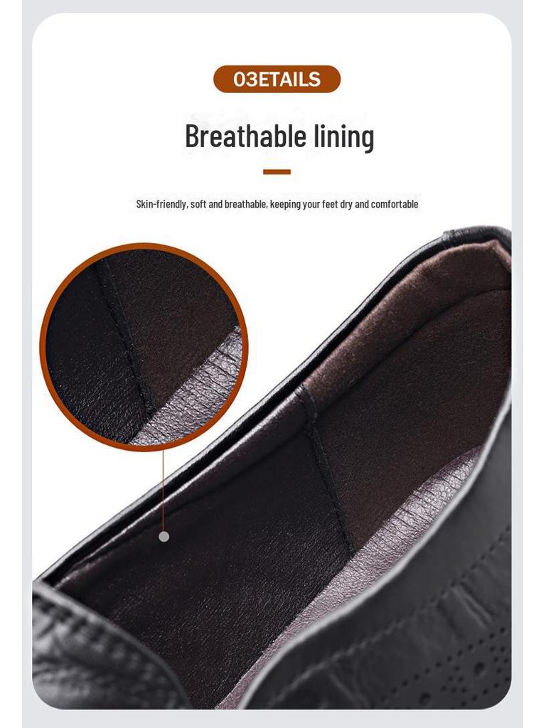 2024 Men's British Style Carved Brogue Slip-On Leather Shoes - Business Casual & Formal