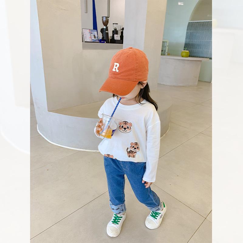 

Детская футболка с длинным рукавом для девочек и круглым вырезом с рисунком тигра, блузка, верхняя одежда 150cm