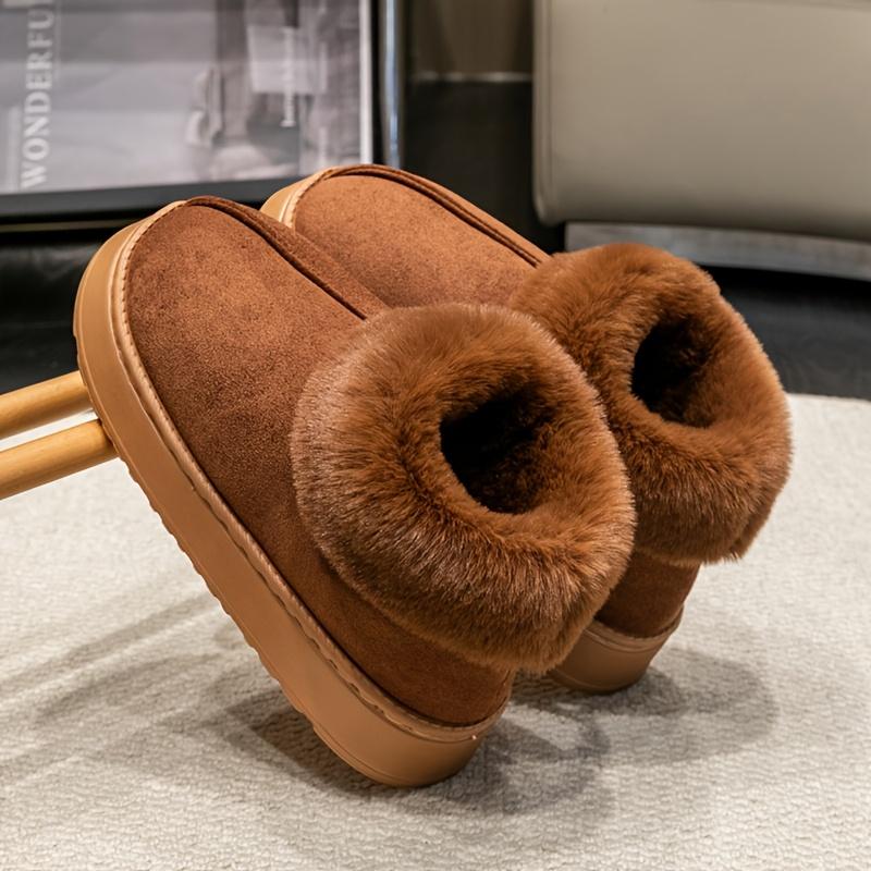 

Зимние тапочки с флисовой подкладкой, унисекс, толстая подошва, слипоны, однотонные, теплая плюшевая подкладка, с нескользящей подошвой EVA 44-45