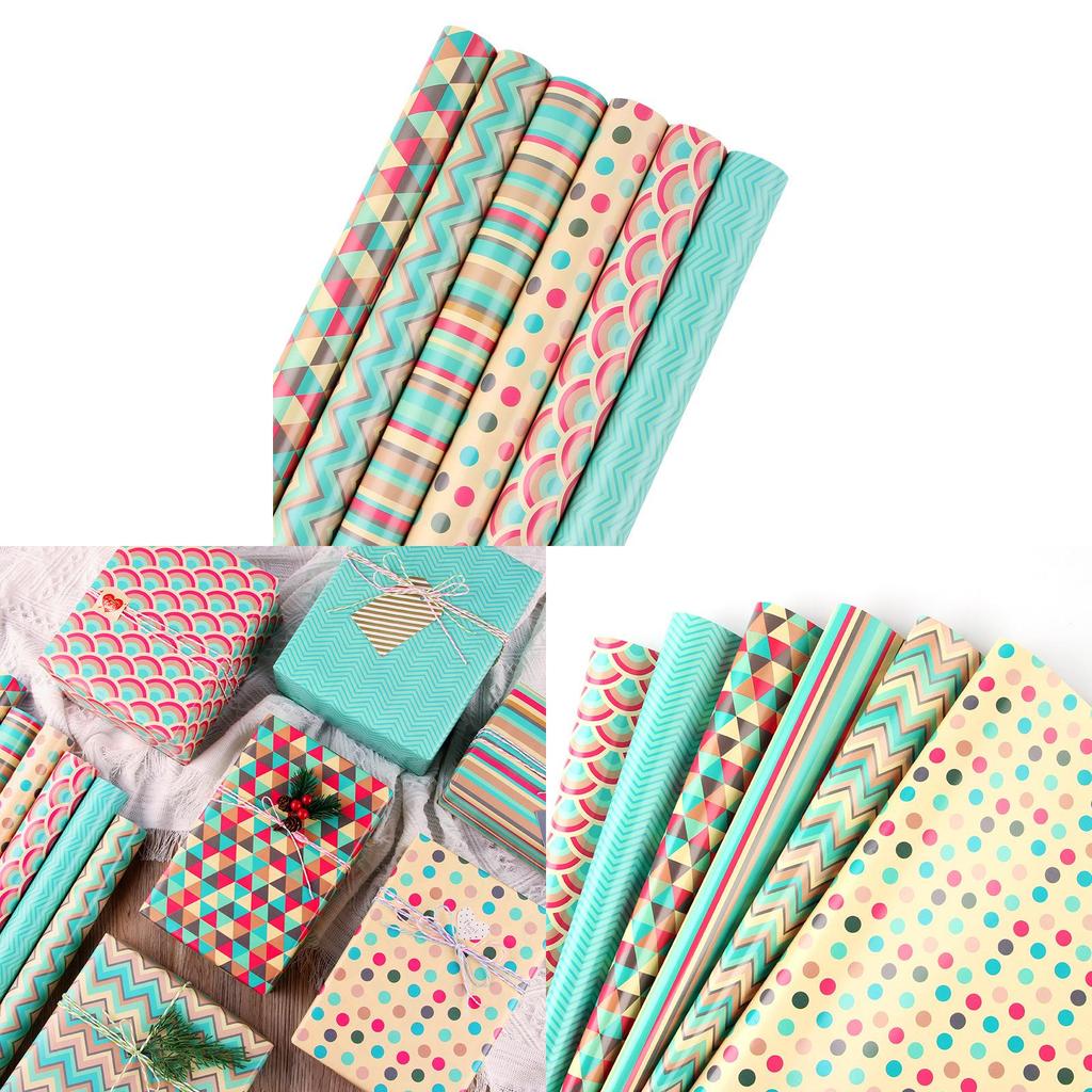 Copperboard Gift Wrap Paper Pack With Colorful Patterns For Special Occasions
