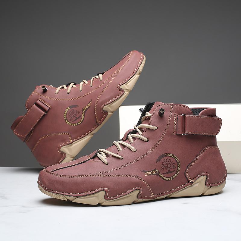 Autumn Winter Handmade Split Leather Boots Men Shoes Comfortable Ankle Boots For Men Casual Shoes Moccasins Men Boots