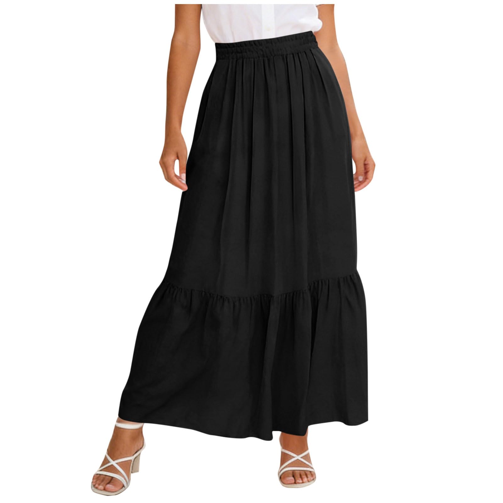 Women s Casual Fashion Summer Loose Half Skirt L чёрный