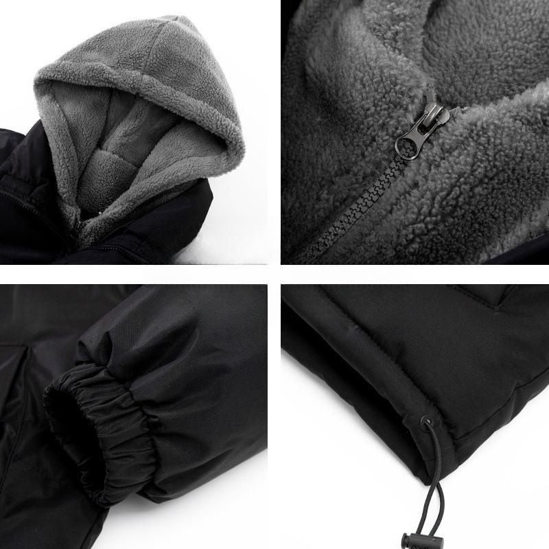 Big Yards of Fake Two-piece Cotton Clothing Men's Winter Down Padded Thickened Bread Clothing Cotton Jacket Hooded Cotton Jacket Thickened Warm