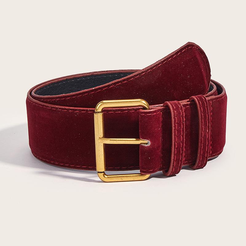 Women Fashion Luxury Design Suede Leather Wide Belt Casual Pin Buckle Waistband Business Waist Strap All-Match Clothes Decor