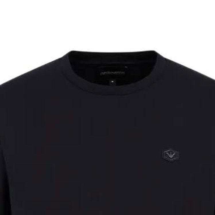 Emporio Armani Essentials Solid Logo Patch Crew Neck Pullover Long Sleeve T-Shirt Men tops Blue 8N1TR1-1JRGZ-0920