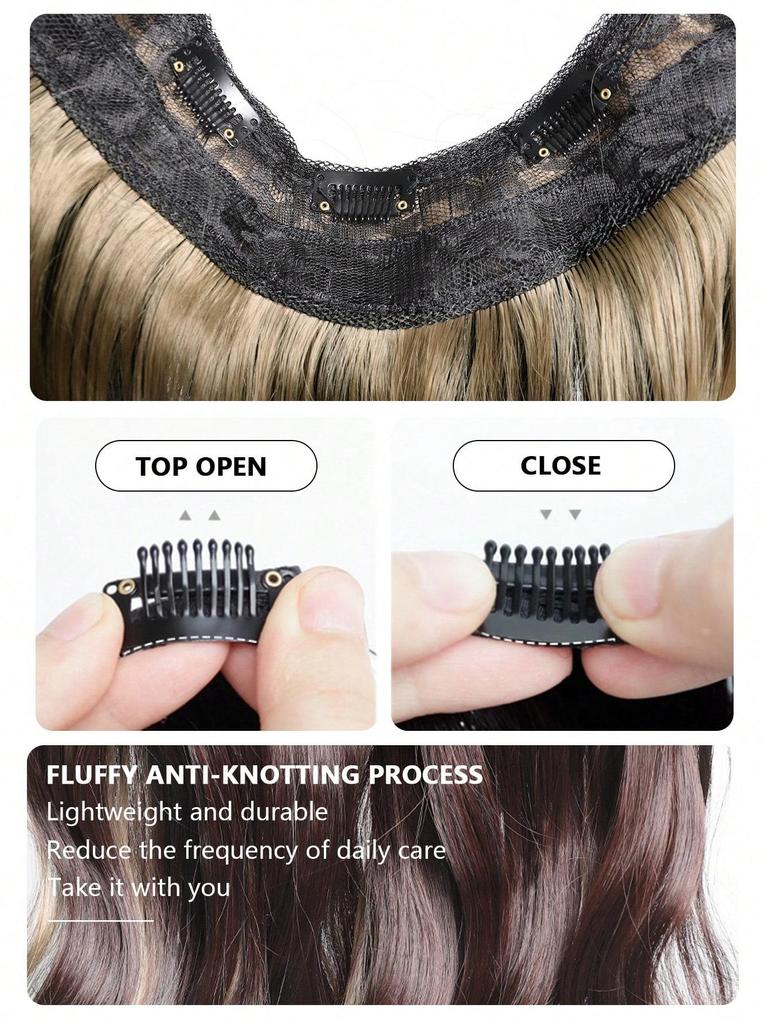 Synthetic Hairpieces Women 18 Inch Long Wavy  Dyeing Hair Extension 5 Secure Clips Heat Resistance Synthetic Hair Clip In Hair Extensions