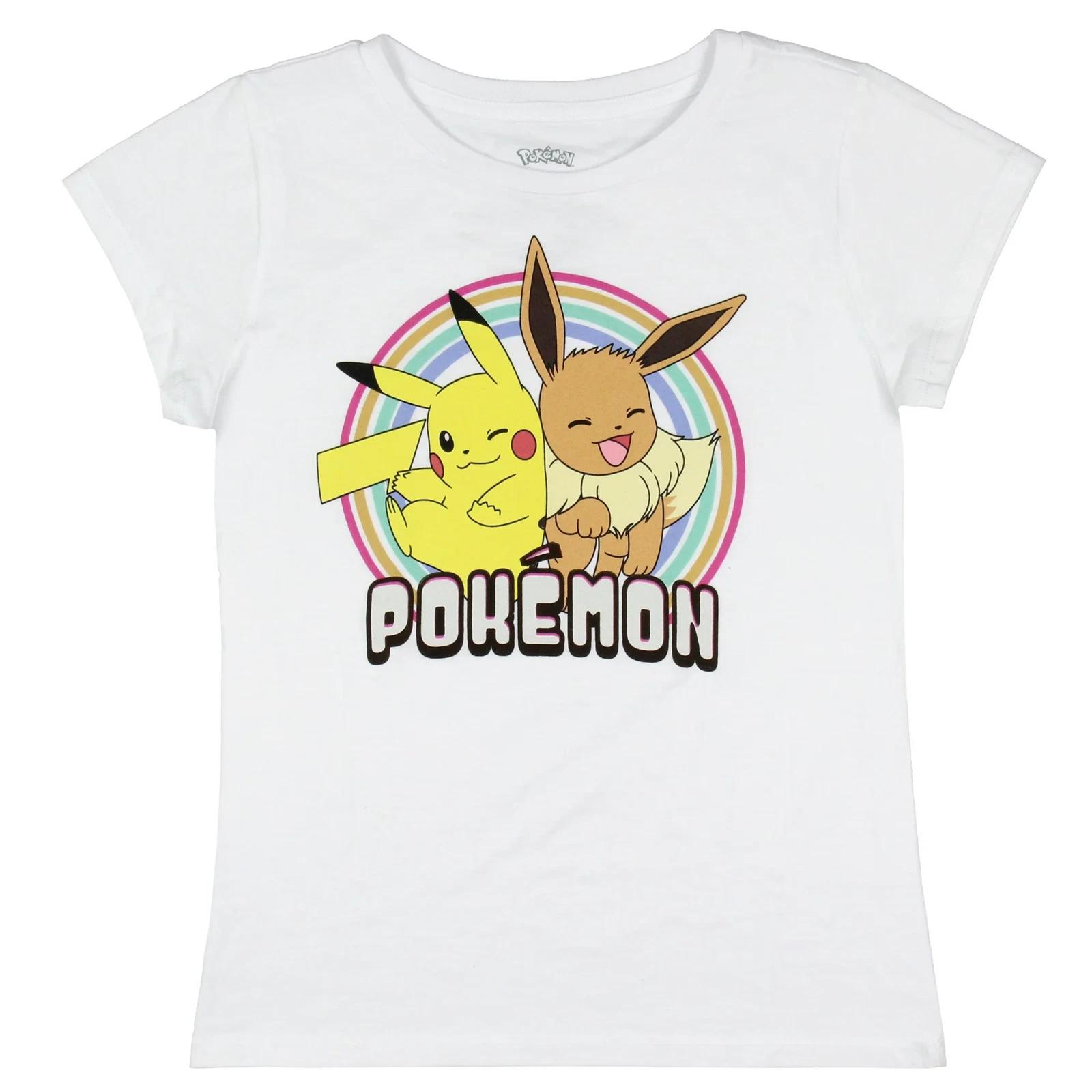 Pokemon Girls Cute Pikachu Short Sleeve White T-Shirt. Size Medium (8). NEW! 100