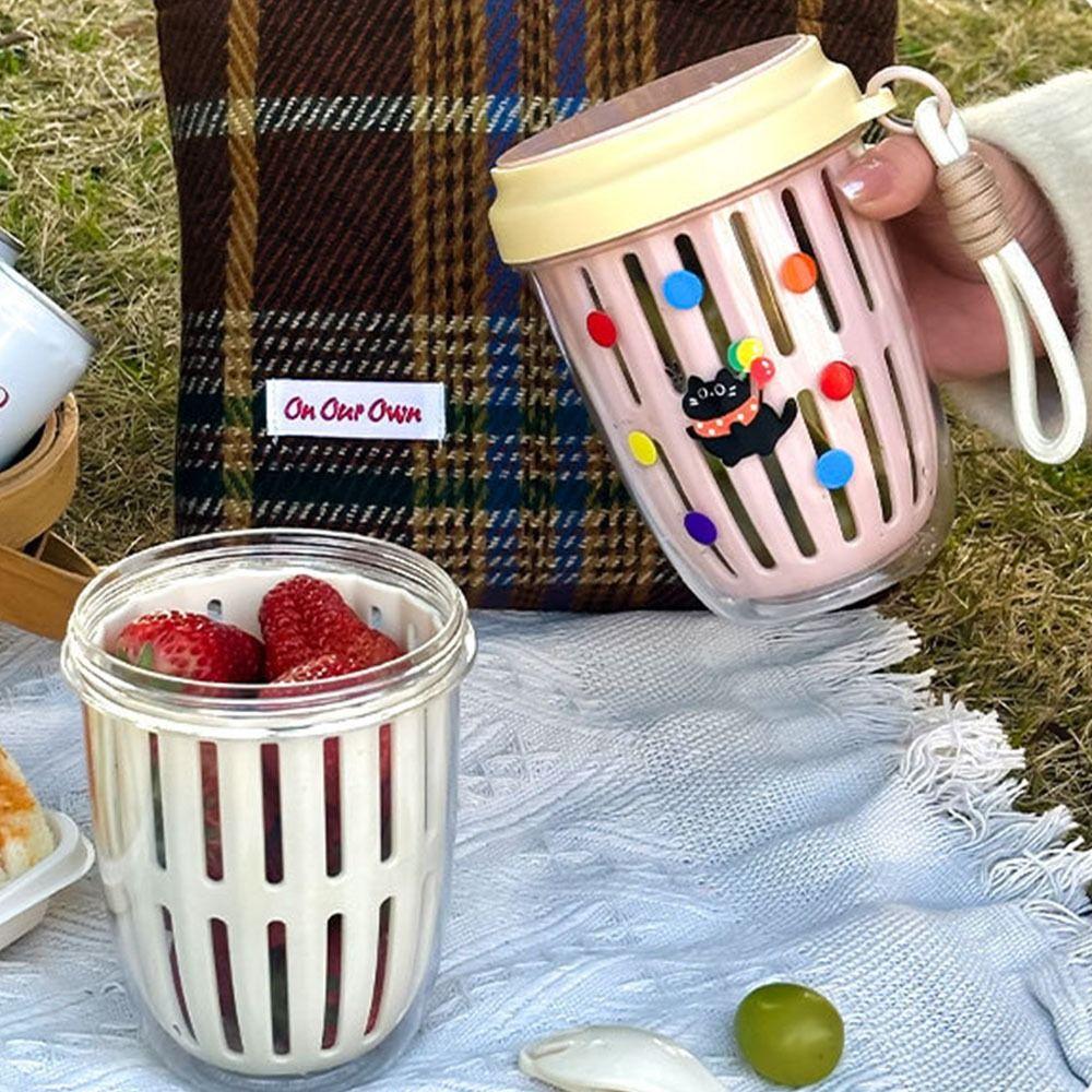 Drainable Salad Cup With Lids Fruit Storage Bottle Multipurpose Fruit Salad Storage Cup  Breakfast