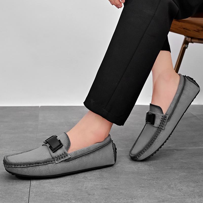 Brand Genuine Leather Men Casual Shoe Luxury Mens Loafers Moccasins Breathable Slip On Versatile Design Driving Shoes Summer