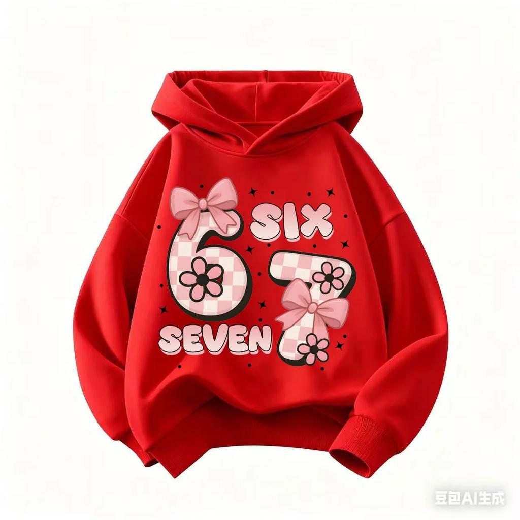 Autumn SIX SEVEN Funny Children Hoodies Level 67 Chaos Hooded Sweatshirt Kids Boy Girl Streetwear Graphic Casual Sport Pullover