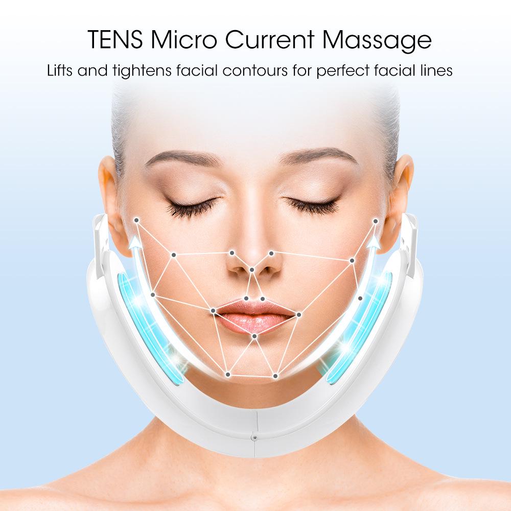 EMS Vibration V-Face Device: Remote-Controlled Beauty Massager with 5 Color Light Modes for Facial Care