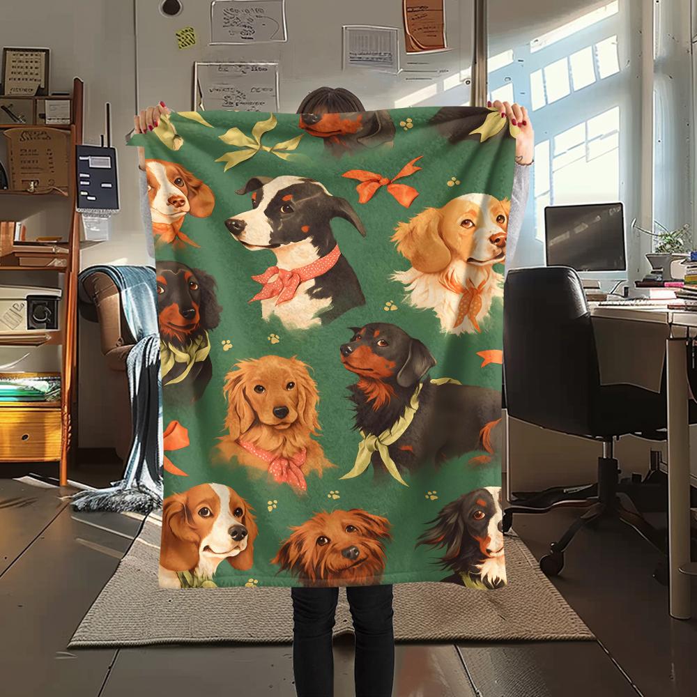 Dinosaur Dog Black Cat Print Flannel Blanket,High quality Comfortable for All Seasons,Home Decor,Warmth and Comfort,Perfect for Christmas Gifts