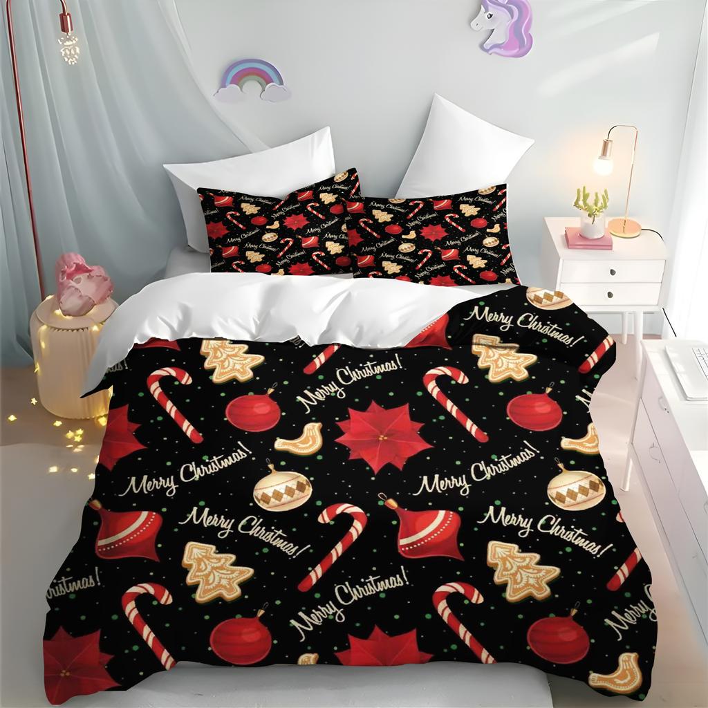 Merry Christmas Cover Quilt Cartoon Duvet Printing Home Breathable Children's Bedding Custom Made Set Kingreathable Bedding