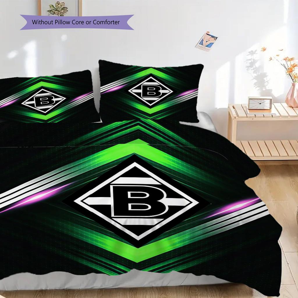 Borussia Muster Bettwäsche Steppdecke Set Bettbezug Kissenbezug Heimdekoration Geburtstagsgeschenk (1 Bettbezug + 2 Kissenbezüge, ohne Füllung)