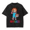 Horror Chucky i Tiffany Wypłukana Koszulka Męska Damska Idziemy Zabijać Halloween Codzienne Koszulki Koszulka Plażowa Oversize Topy