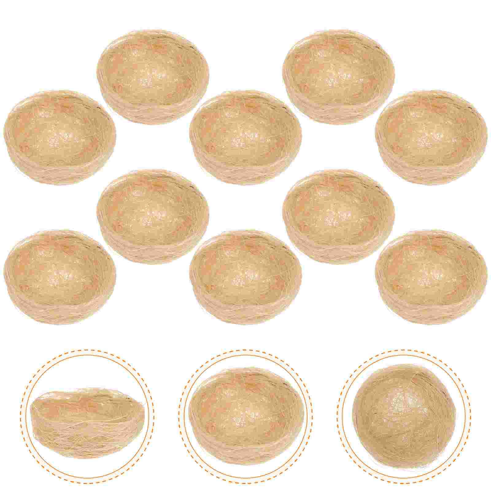 

10 Pcs Handmade Artificial Bird Nest Faux Nesting Box For Decoration Wedding Easter Party Photography Props Micro Landscape deco 7.00X7.00X3.30CM