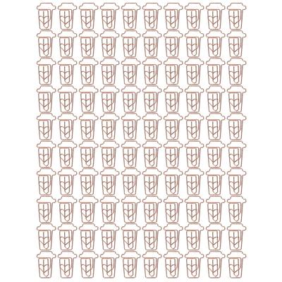 100pcs Paper Clips Innovative Cute Rose Coffee Cup Shape Reusable Mini Metal Paperclips for Office
