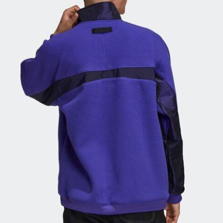 Adidas Originals Purple Fleece Thick Stand Collar Sports Long Sleeve Casual Sweatshirt Men Sweatshirt GD9324