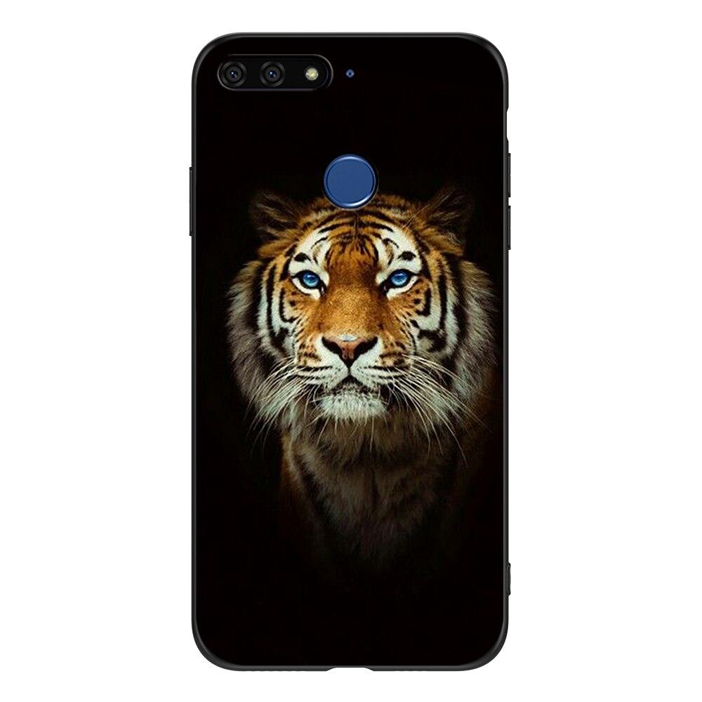 For Honor 7C 5.7 Inch Case Soft Back Cover Phone Case For Huawei Honor 7c Aum-L41 Silicon Black Tpu Case Lion Wolf Tiger Dragon