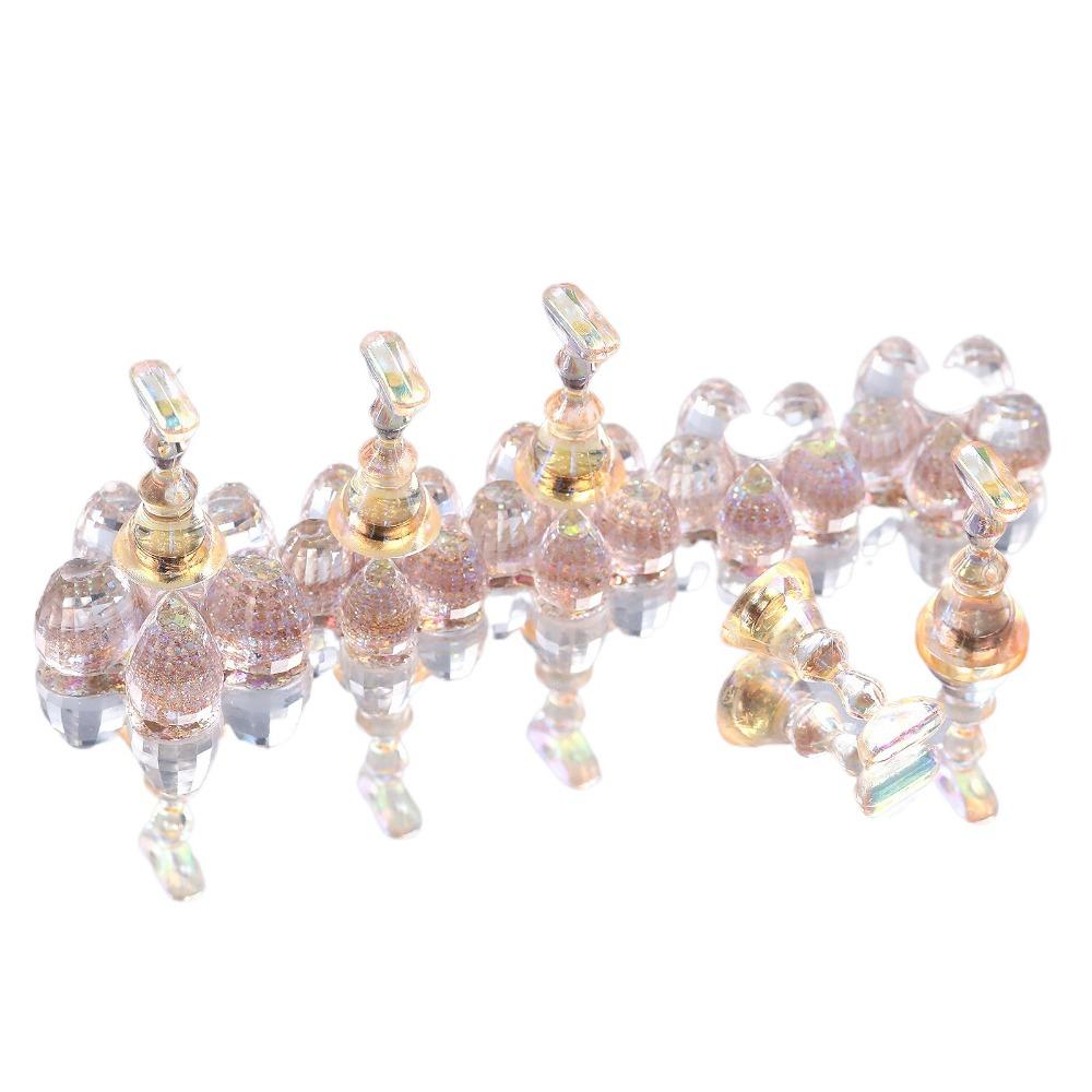 Crystal Flower Shape Nail Tip Practice Stand Shiny Nail Art Display Kit  DIY Practice