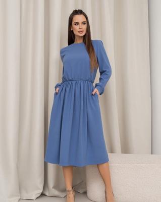 Blaues klassisches Kleid mit langen Ärmeln ISSA PLUS