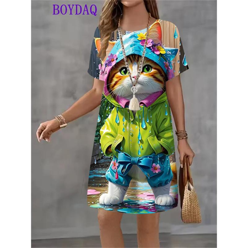 Fashion Loose Short Sleeve Dress Casual Versatile Casual Dresses