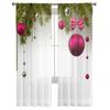 Weihnachtsbogen-Kugel-Weihnachtsbaum-Tüllvorhänge für die Wohnzimmerdekoration, moderne Chiffon-durchsichtige Voile-Weihnachtsvorhänge
