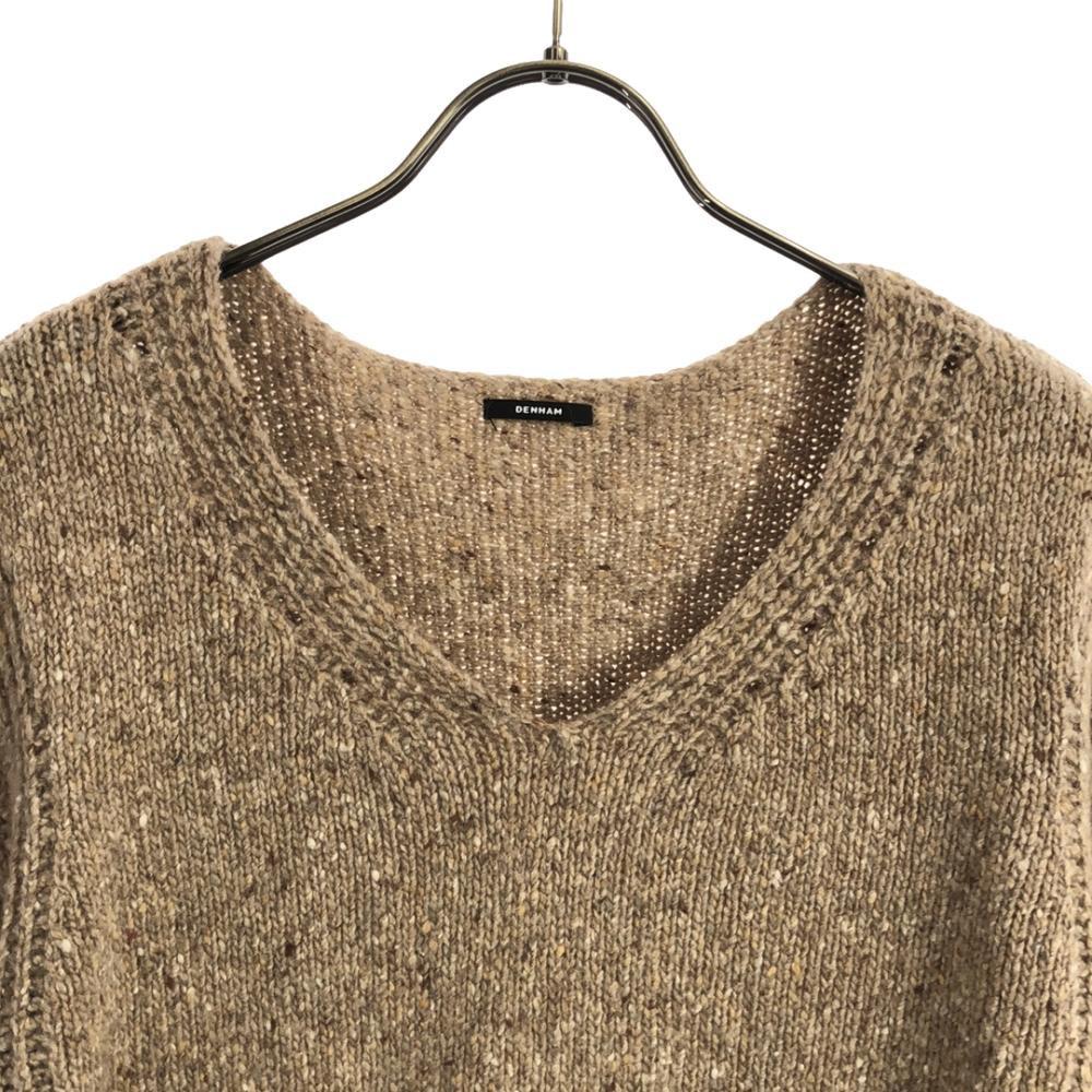 DENHAM Wool Blend Long Sleeve V Neck Sweater S Brown Knit Men's Used