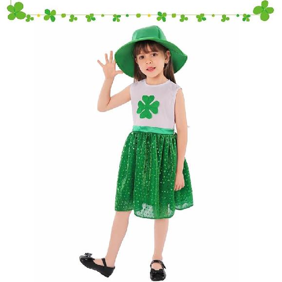 Девочки Платье на День Святого Патрика Костюм лепрекона с шляпой Ирландский праздник Ст. Костюм Патрика для девочки XL/11-14Y