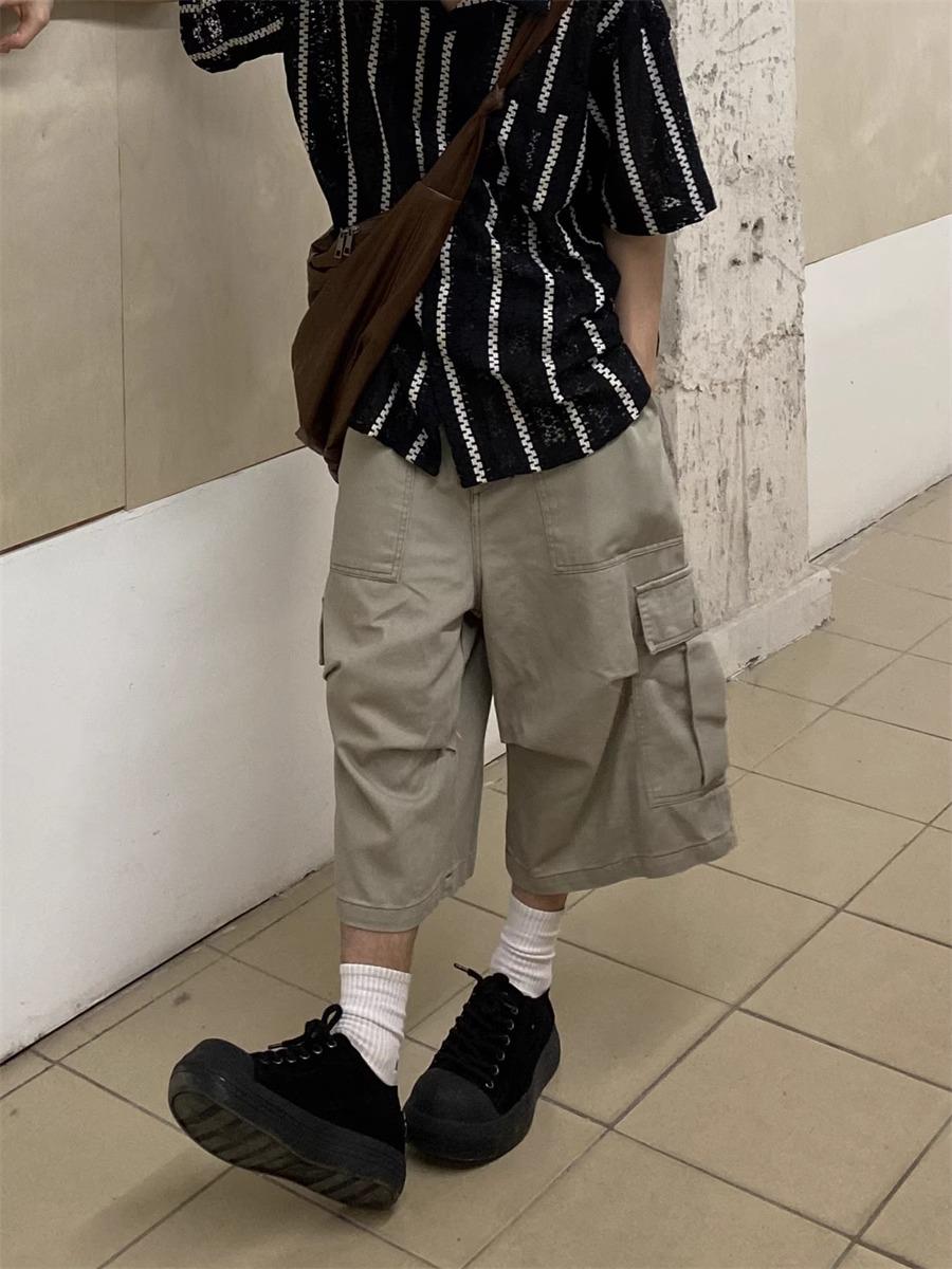 

Мужские модные повседневные капри карго свободного кроя 2025 M хаки