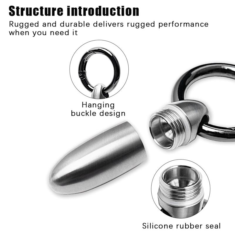 Titanium Alloy Waterproof Bunker Portable Small Pill Box Sealed Waterproof Keyring Mini Carry-On First Aid Pill Bottle