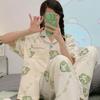 Summer Little Dinosaur Pajamas Female Cute Cartoon Cotton Short-Sleeved Trousers Soft Skin-Friendly Loungewear Set Can Be Worn Outside
