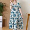 Elegant Women's Summer Sundresses Loose Korean Style Clothes Women New Vintage Print Midi Dress