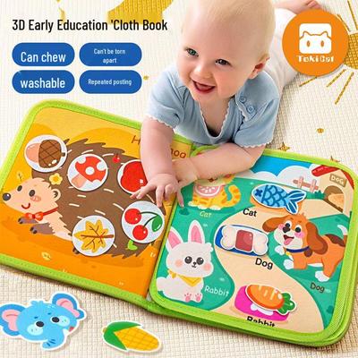 Tearable Cloth Book: Quiet Velcro Toy for 6-Month-Olds - Early Education Teething Book for Babies 0-3 Years