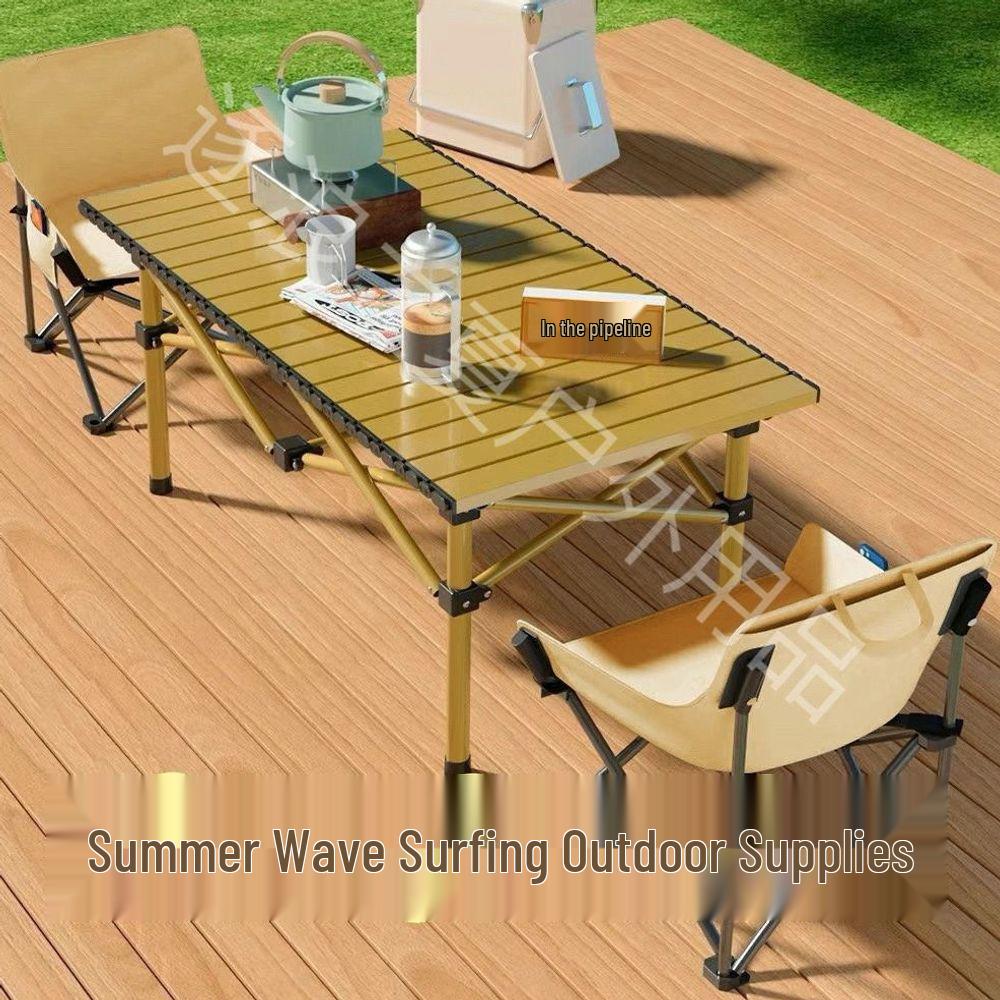 Portable Outdoor Folding Table and Chairs Set - Compact Egg Roll Design for Camping and Picnics