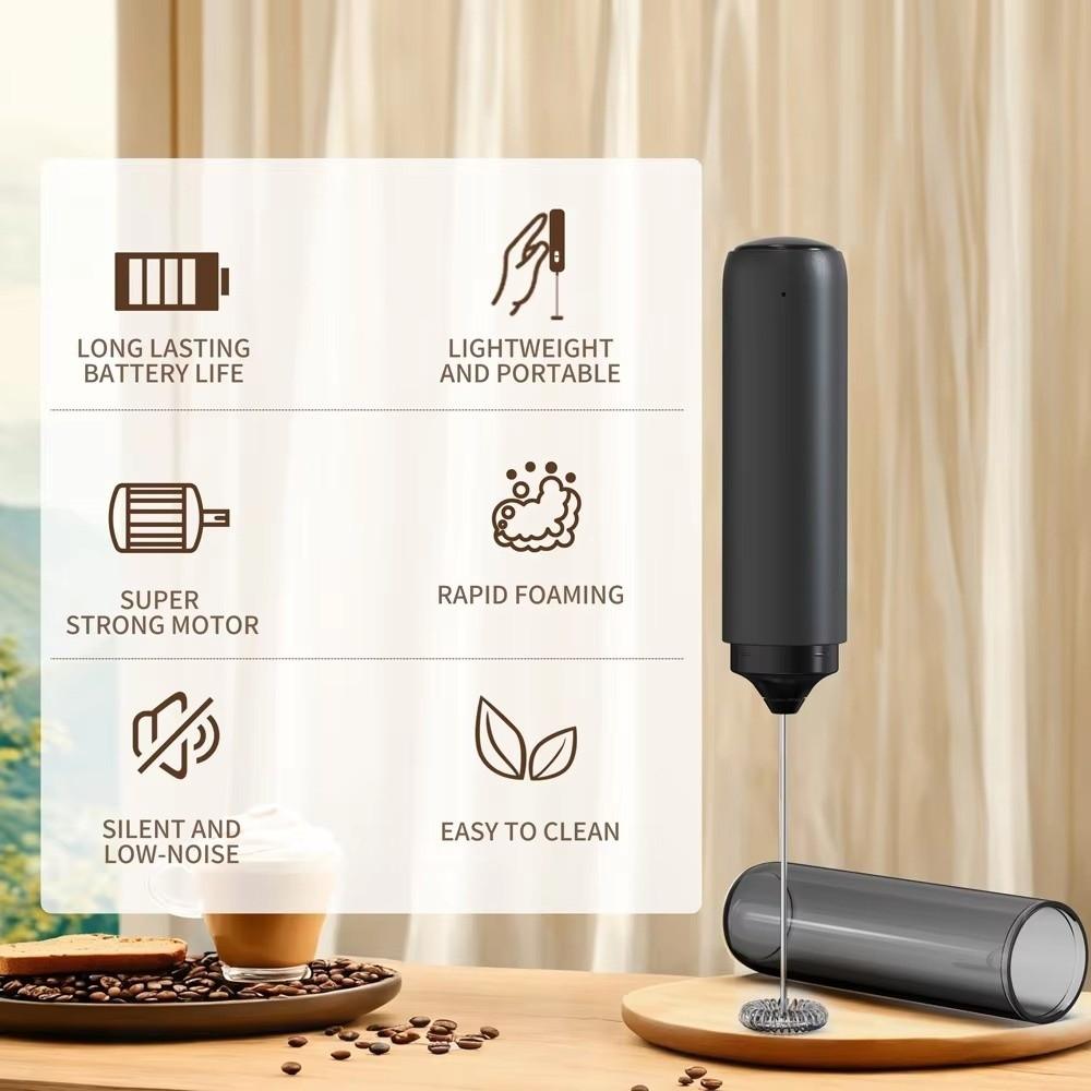 USB Charging Electric Milk Frother Stainless Steel Milk Frother Beater Coffee Mixer  Household Use