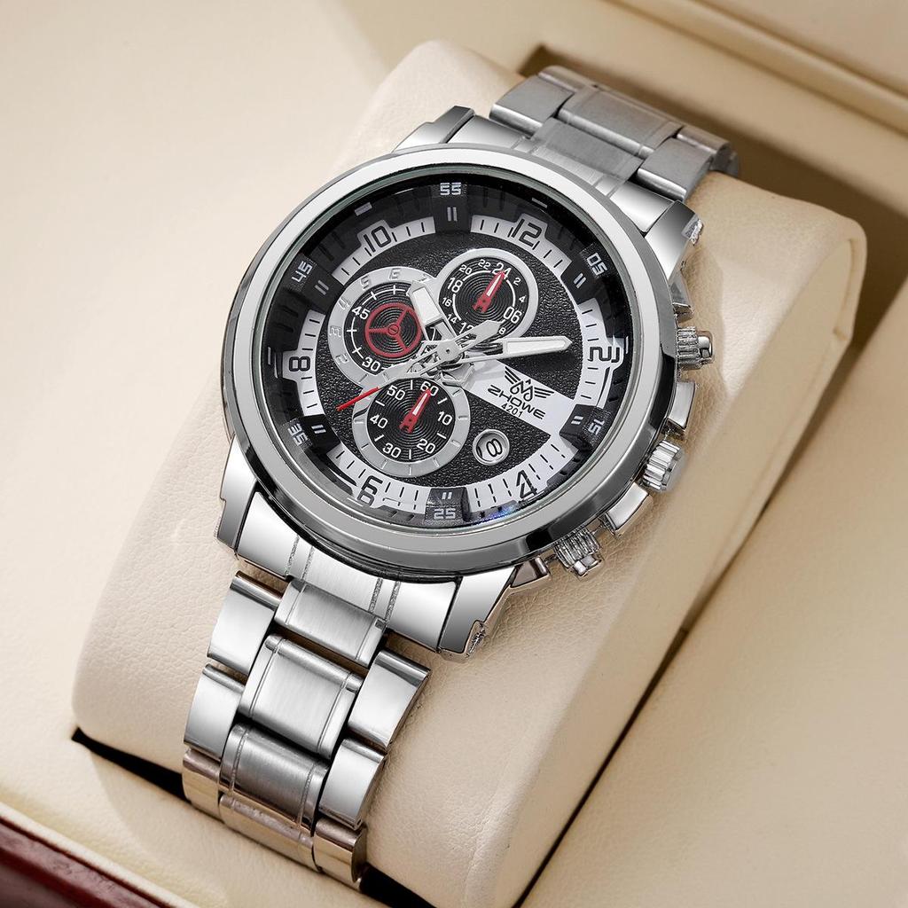 Cross-Border Quartz Steel Men's Watch with Calendar and Versatile Dial