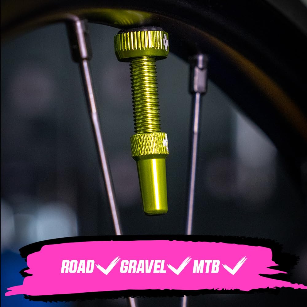 Muc-Off Tubeless Valve Green 44mm Tubeless Valve Stem Valve Core Removal Tool for Tubeless Tire with Presta Valve Stem Cap