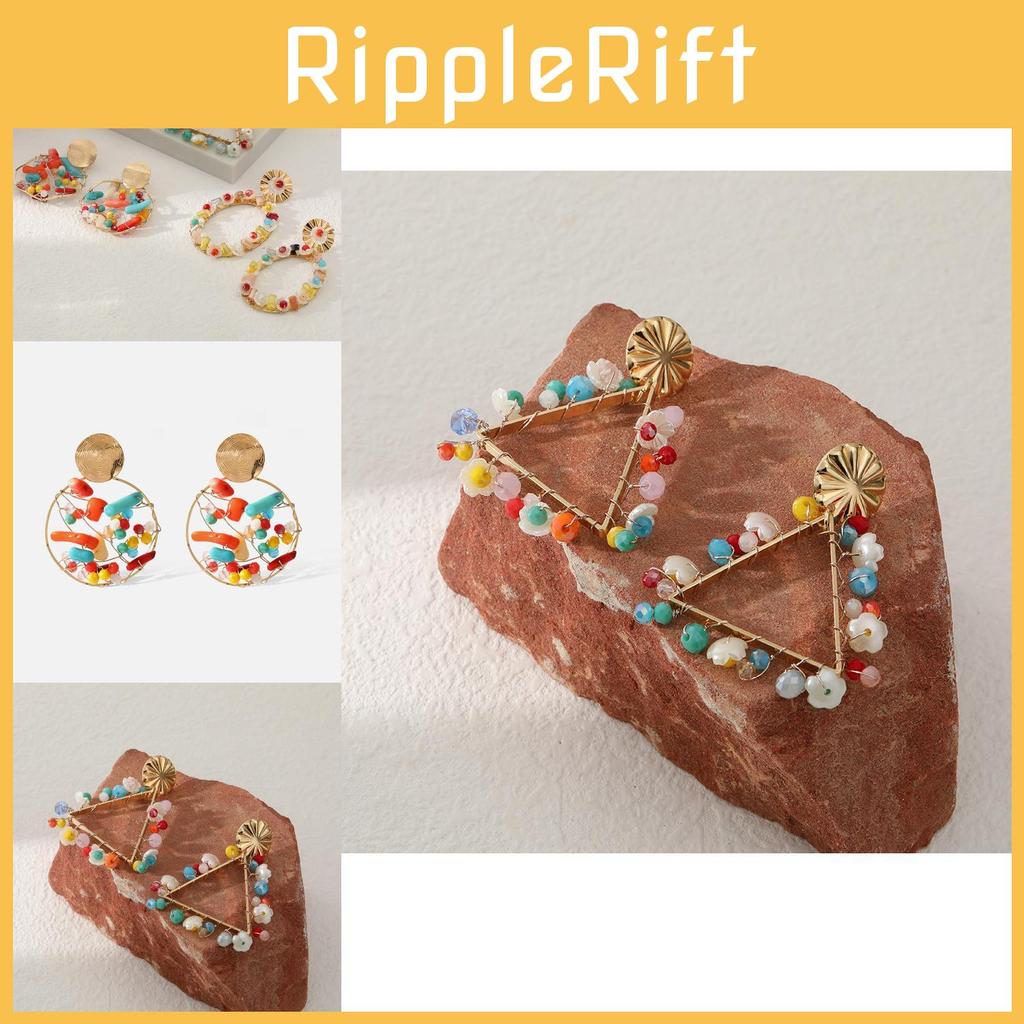 Geometric Dangle Trendy Earrings For Women Alloy Triangle And Oval Jewelry Statement