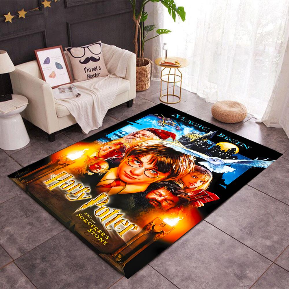 Harry Potter Hogwarts Themed Anti-Slip Rugs - Polyester Home Decor, Suitable for Bedrooms, Living Rooms, Doorways, Studios, and Decorations
