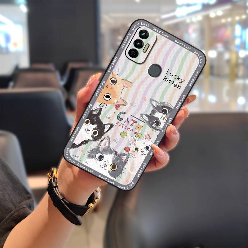 Cute Dirt-resistant Phone Case For Tecno Spark 7/Spark7T Fashion Design Cartoon Silicone Back Cover Full Wrap Graffiti
