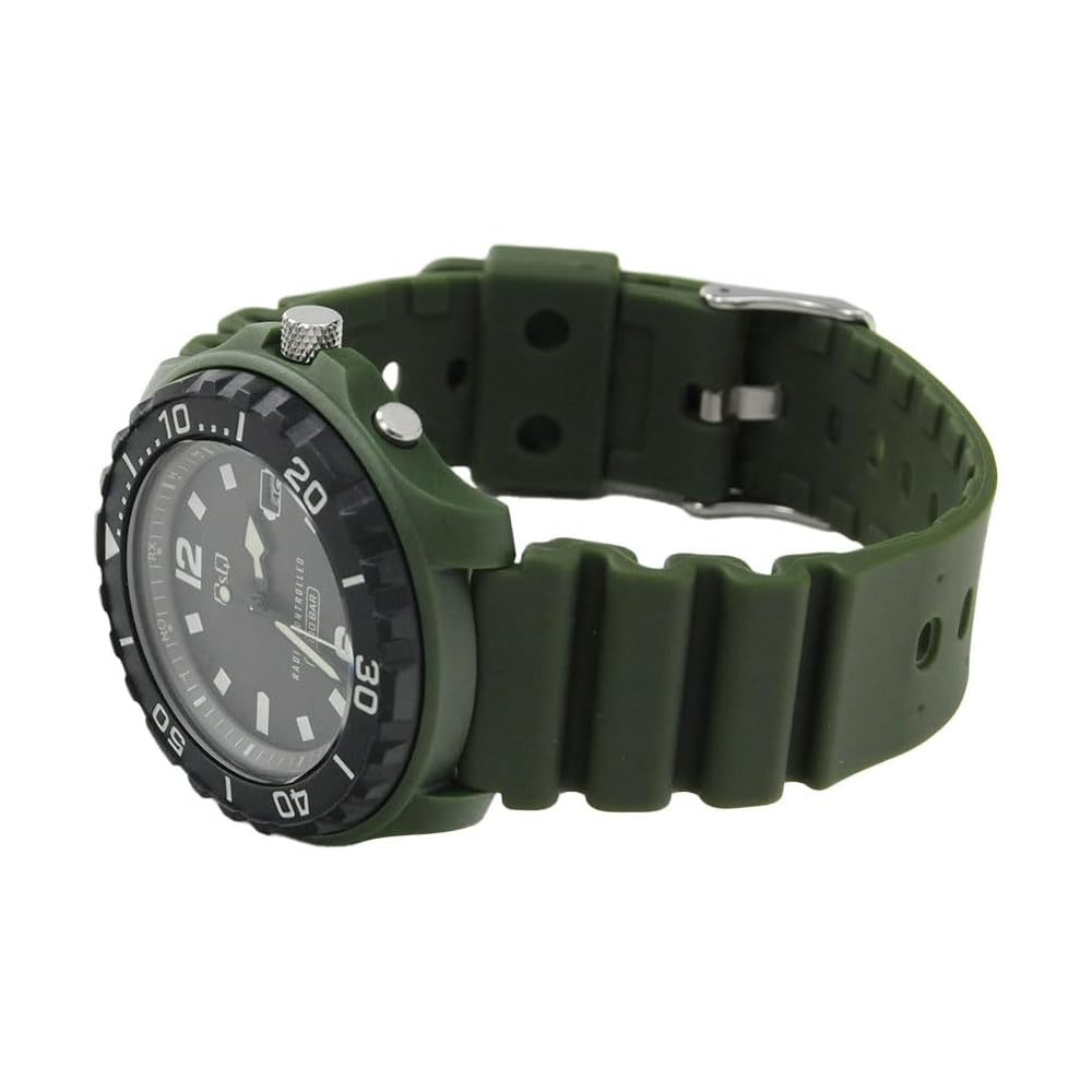 Citizen Q&Q Analog Solar Radio-Controlled Watch Waterproof Date Urethane Band Men's Khaki