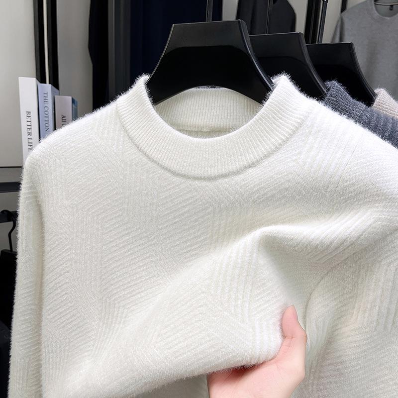 Men s Sable Velvet Knit Fleece Pullover Jacquard Top бежевый