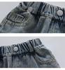 2025 Girls' Korean-Style Cat Denim Jeans - Fashionable Spring & Autumn Wear
