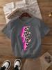 Ladies Modern Art Portrait Pattern Tshirt Short Sleeved Casual Tshirt Pink Lightning Leopard Print Tshirt Art Print Top