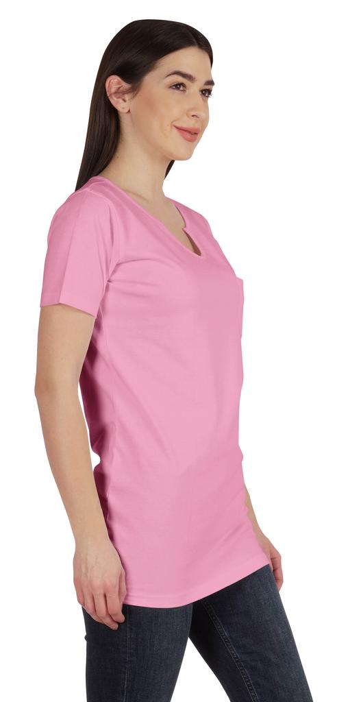 Inkmeso Long Length Notch Neck Top For Women Basic Cotton Tee Shirt w  Pocket Patch Legging